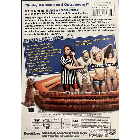 Old School (DVD, 2003) Widescreen Unrated – Will Ferrell, Luke Wilson, Comedy - Picture 2 of 3